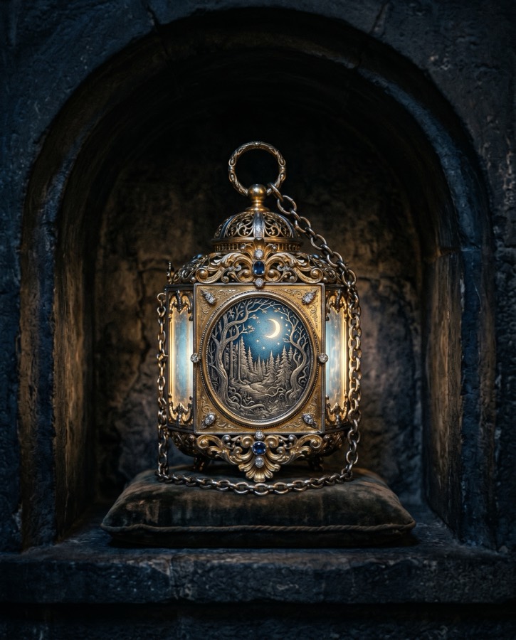Moonlit forest lantern relic