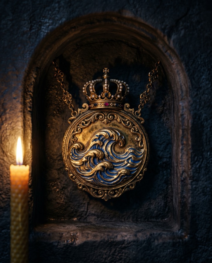 Crowned wave medallion relic